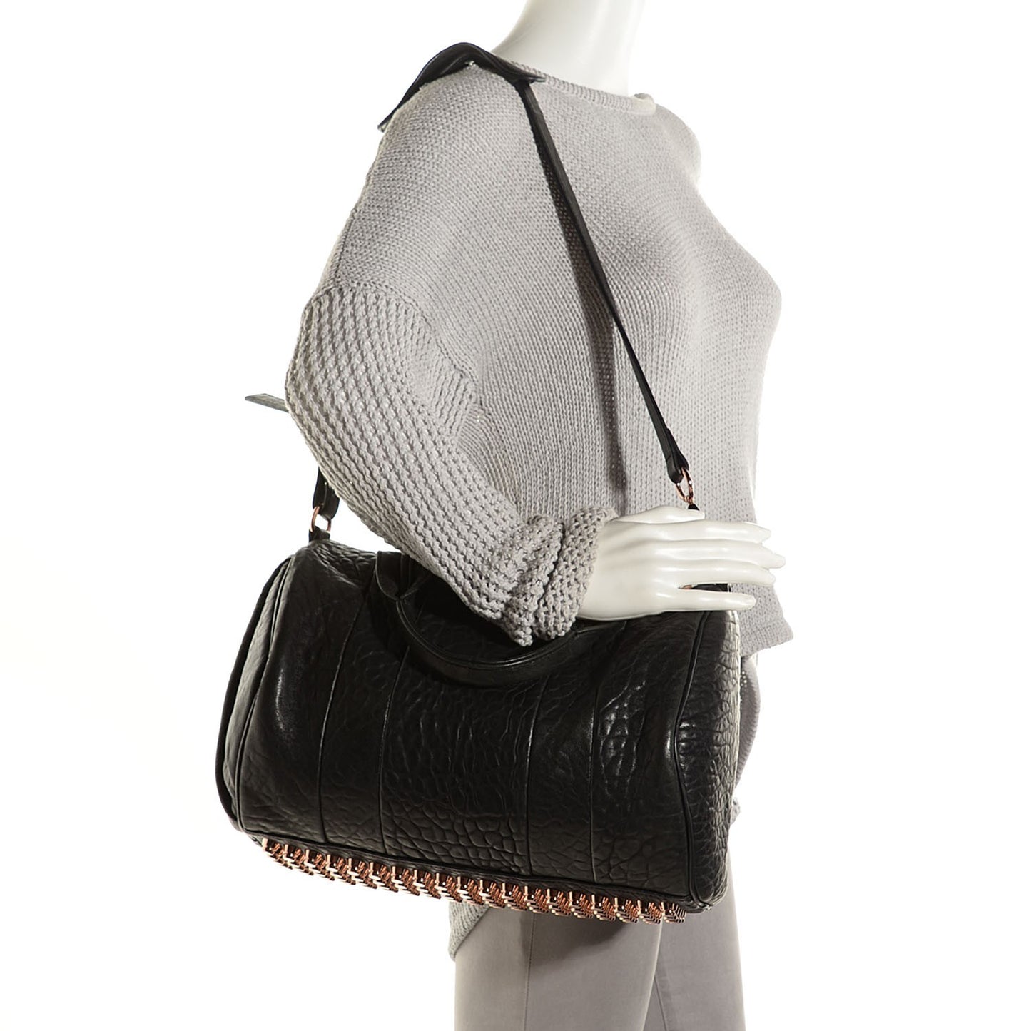 Pebbled Lambskin Rocco Black Rose Gold Hardware