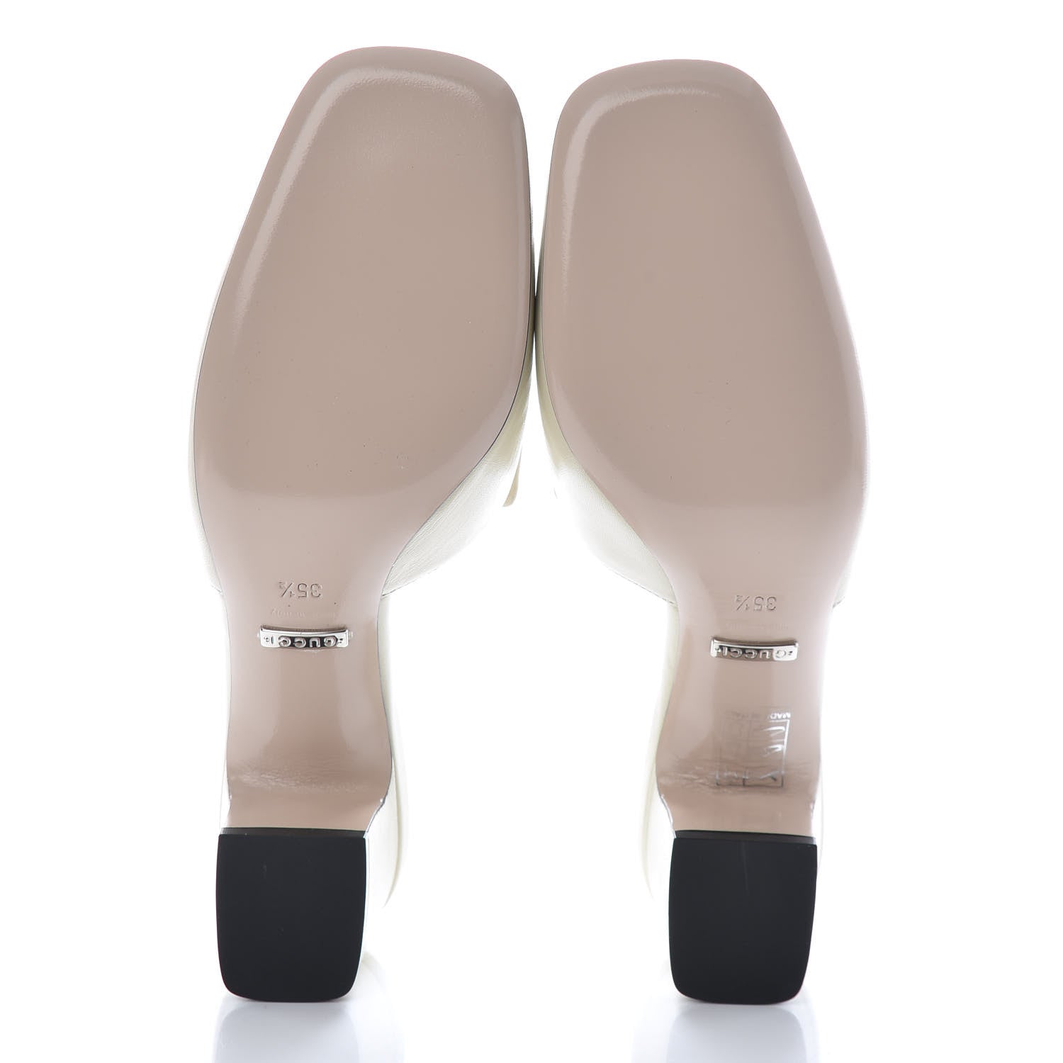 Gucci Malaga Kid Crystal Square G Madelyn Mules 35.5 Vintage White 5 of 9