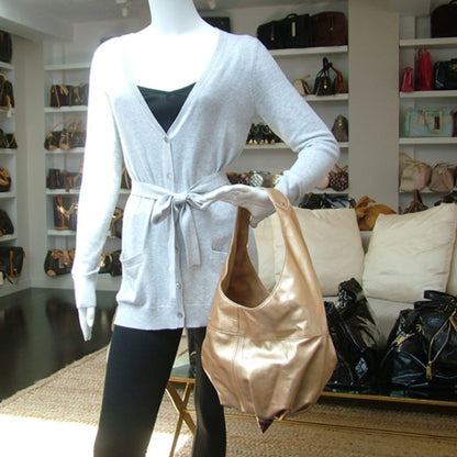 Jimmy Choo Leather Gathered Hobo Gold 2 of 8