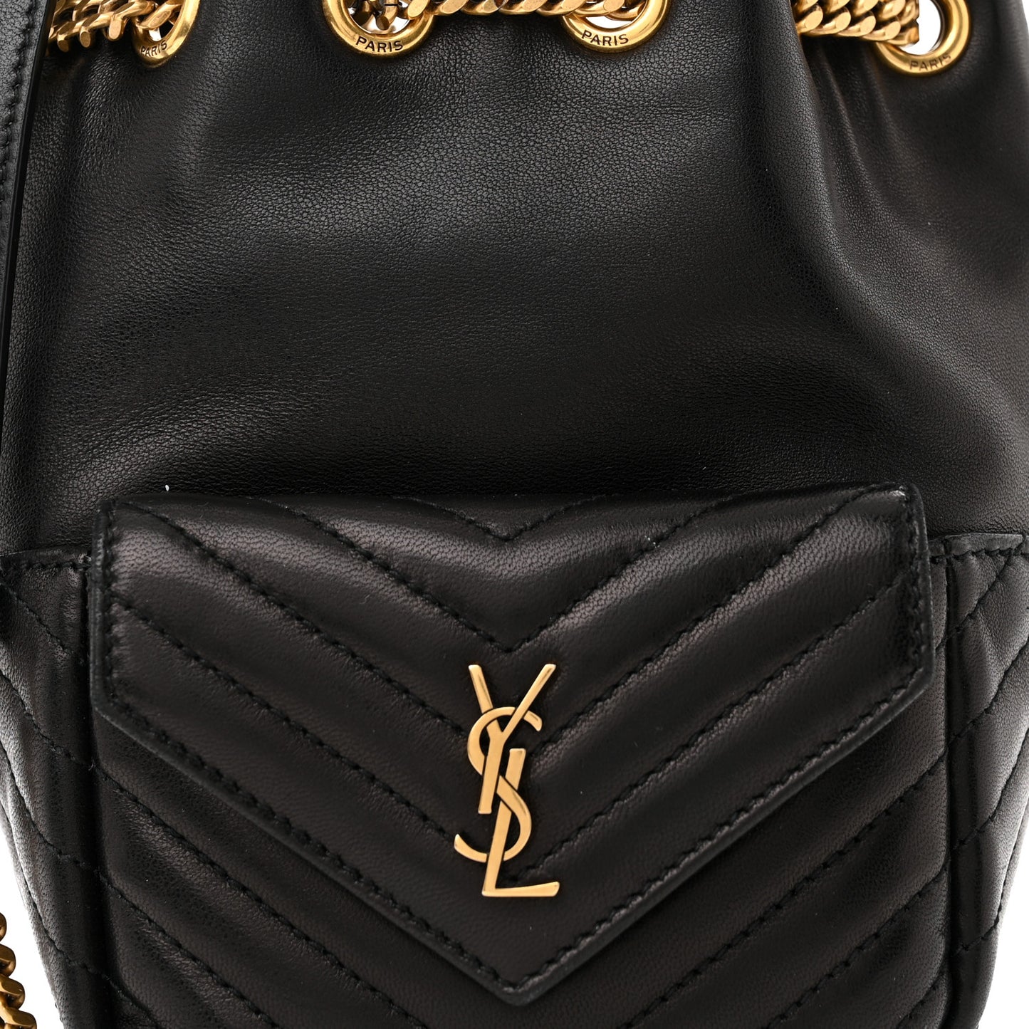 Lambskin Matelasse Monogram Joe Nano Bucket Bag Black