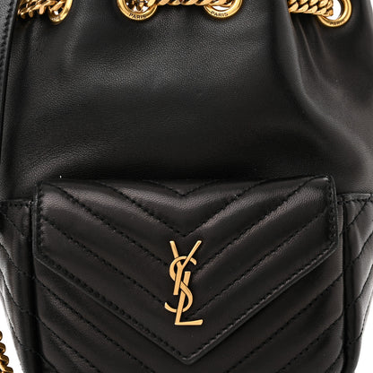 Saint Laurent Lambskin Matelasse Monogram Joe Nano Bucket Bag Black 8 of 12