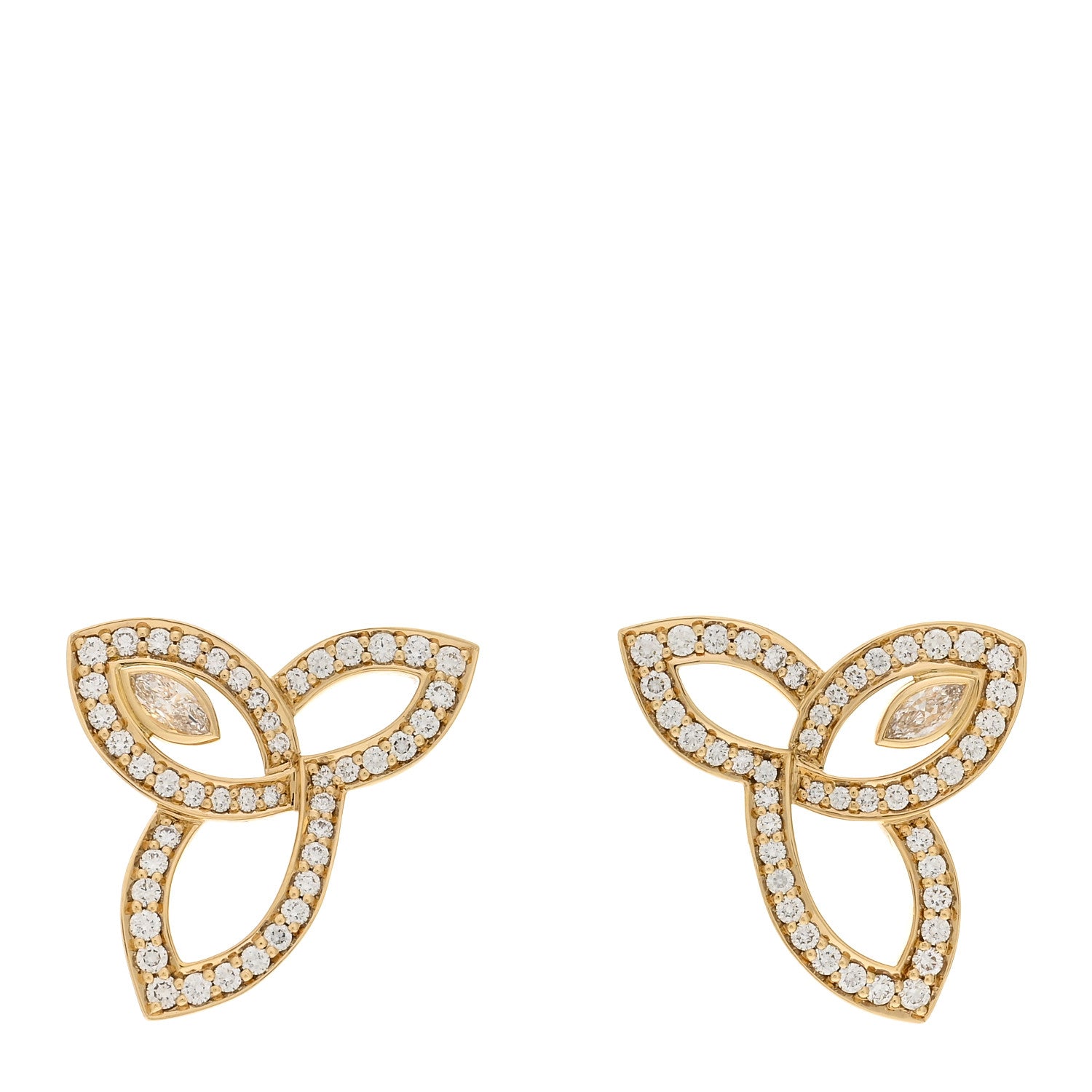 Harry Winston 18K Yellow Gold Diamond Lily Cluster Stud Earrings 1 of 10