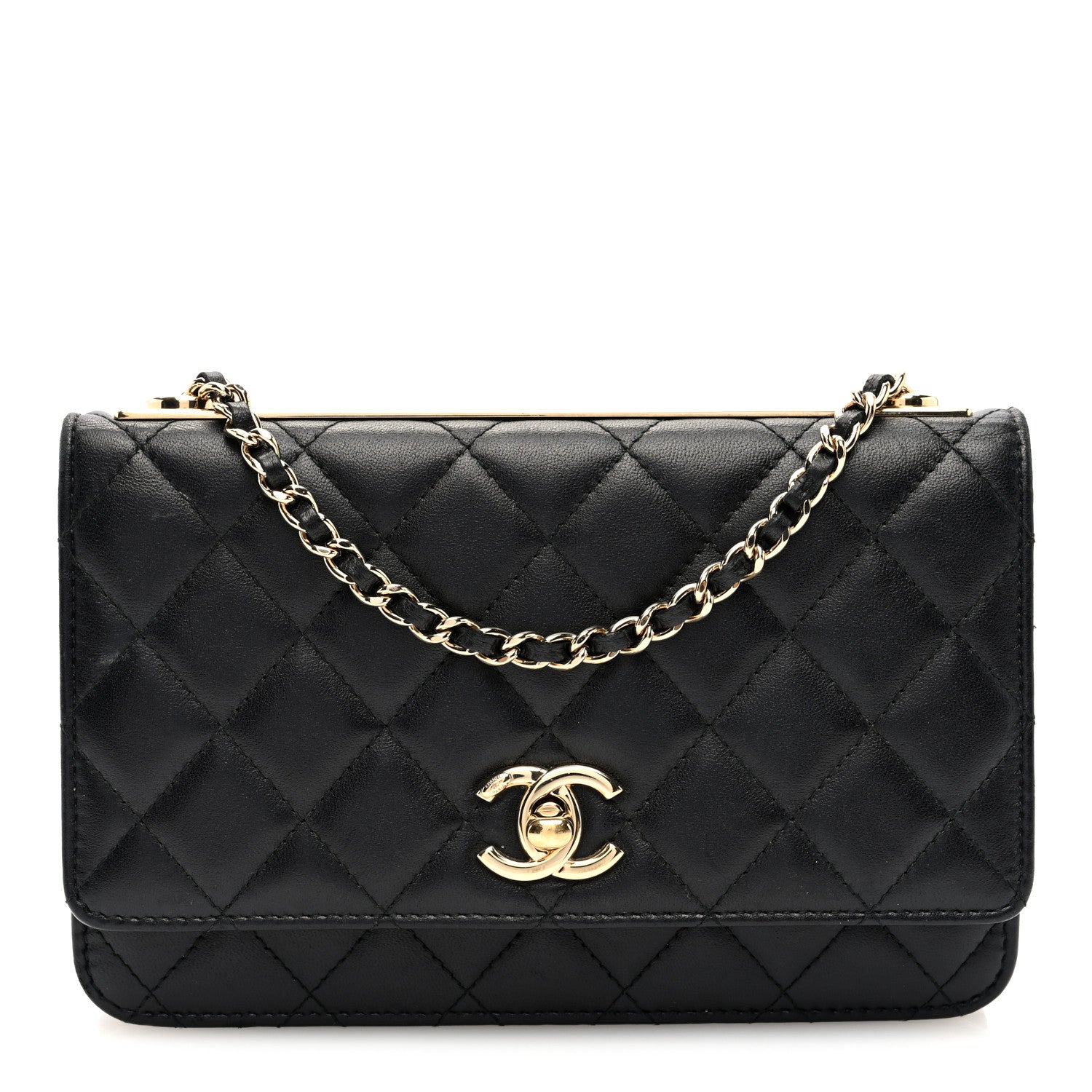 Chanel Lambskin Quilted Trendy CC Wallet On Chain WOC Black 1 of 10