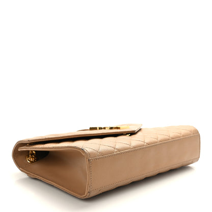 Saint Laurent Grain De Poudre Textured Mixed Matelasse Medium Triquilt Monogram Satchel Dark Beige 4 of 8