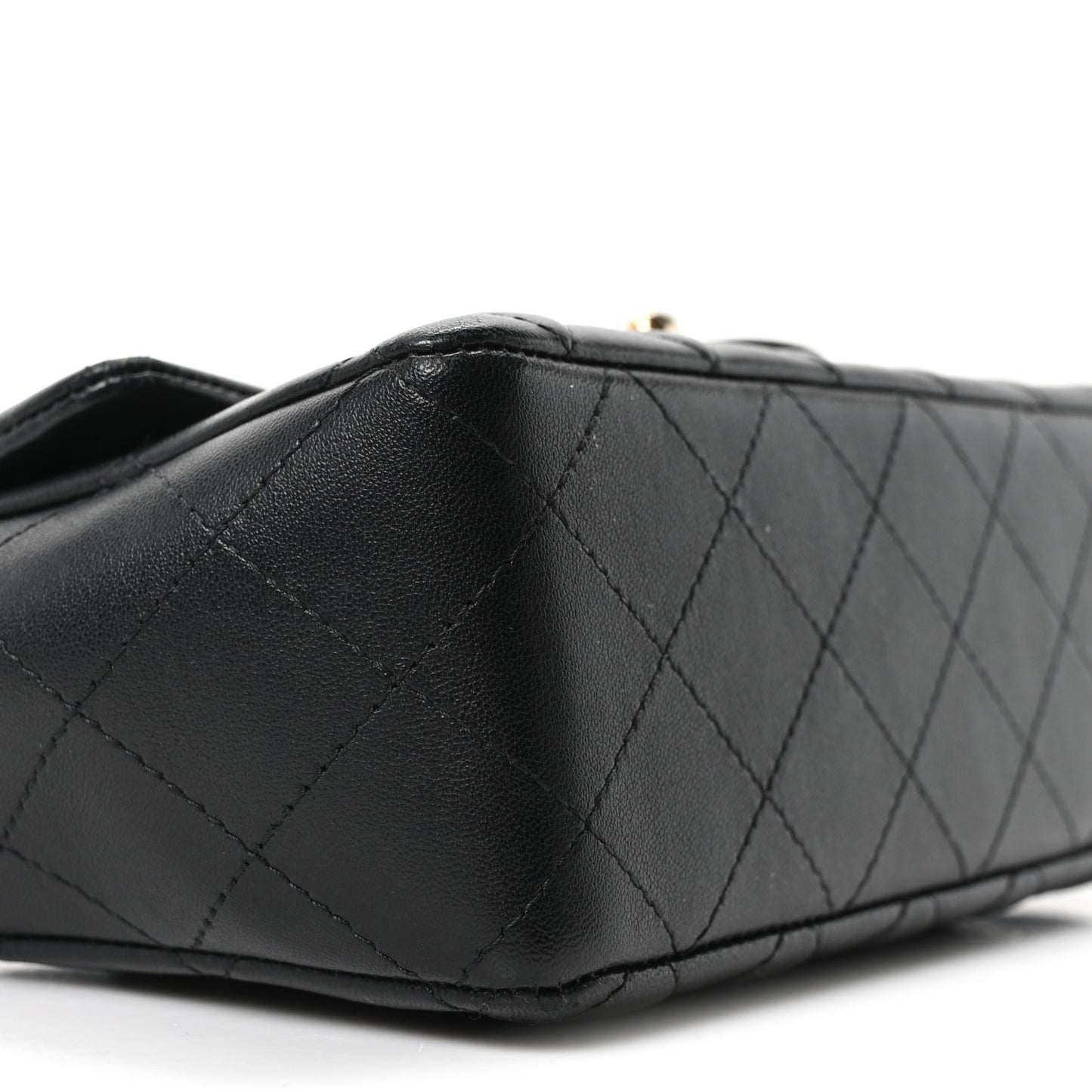 Lambskin Quilted Mini Rectangular Flap Black