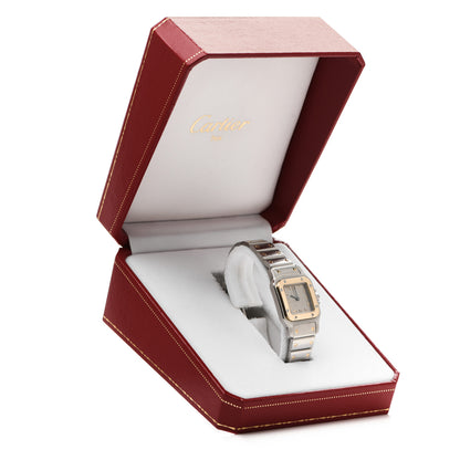 Cartier Stainless Steel 18K Yellow Gold 24mm Santos De Cartier Galbee Quartz Watch Champagne 6 of 6