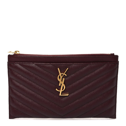 Saint Laurent Grain De Poudre Matelasse Chevron Monogram Bill Pouch Rouge Legion 1 of 7