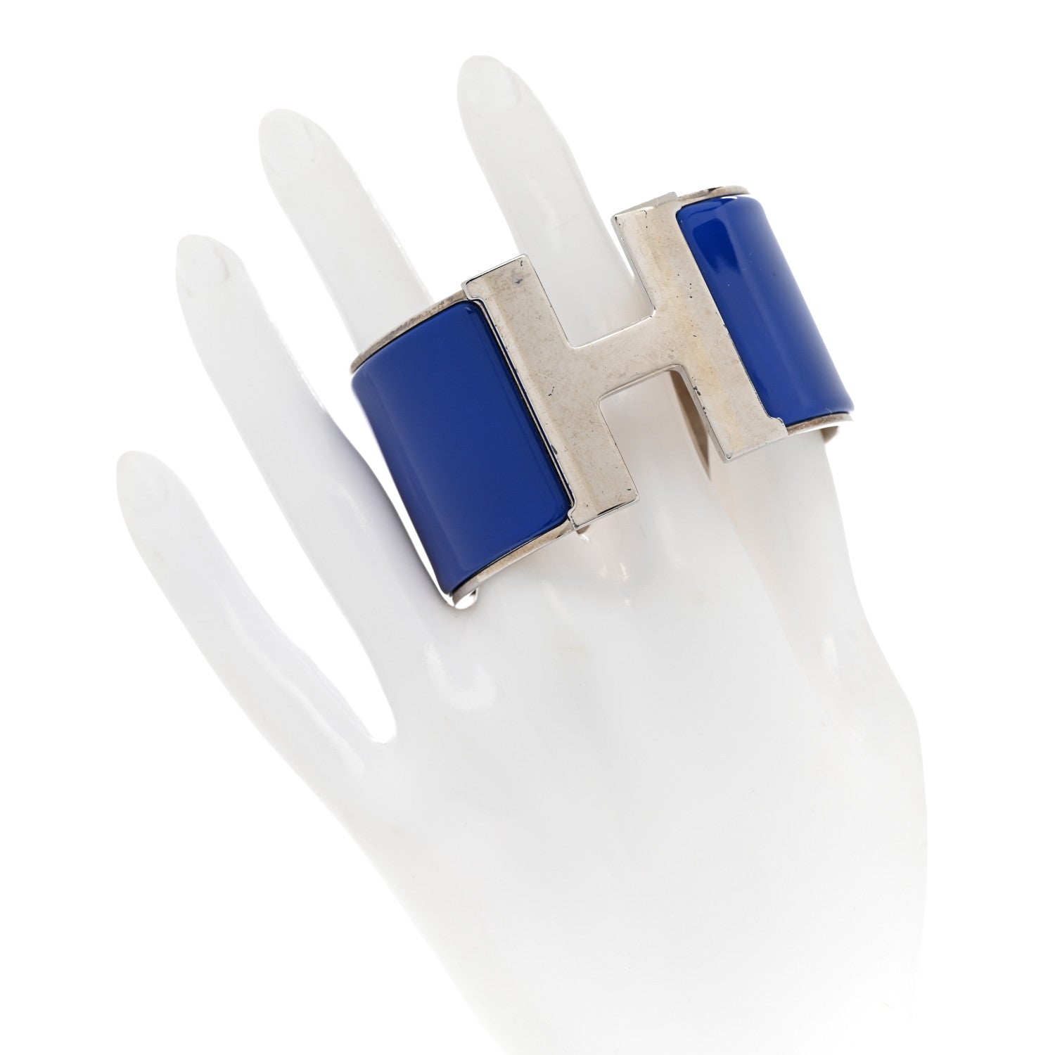 Hermes Enamel Extra Wide Clic Clac H Bracelet GM Bleu Electrique 2 of 7