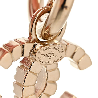 Chanel Metal Crystal CC Hoop Drop Earrings Gold 4 of 5