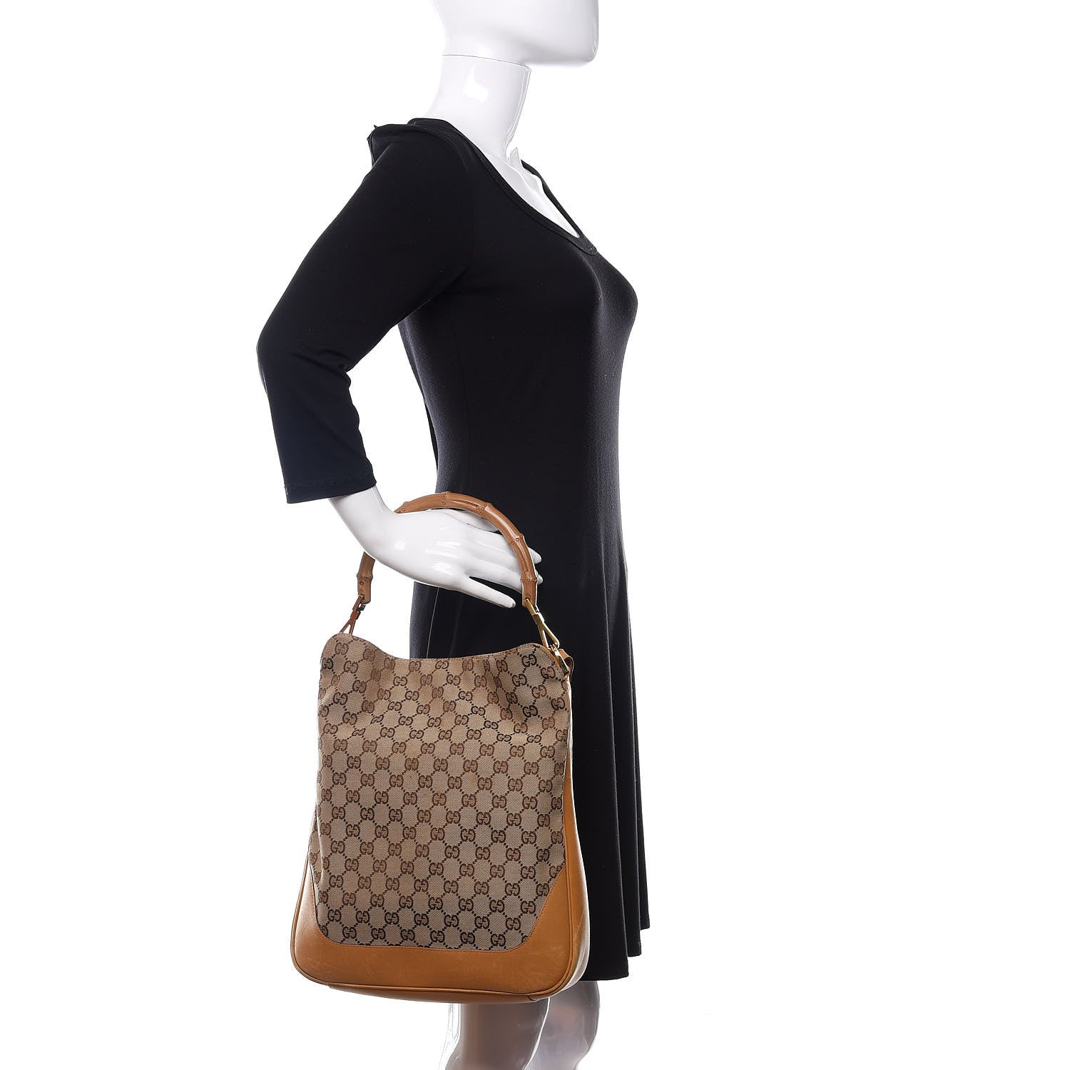 Gucci Monogram Large Bamboo Top Handle Bag Tan 2 of 19
