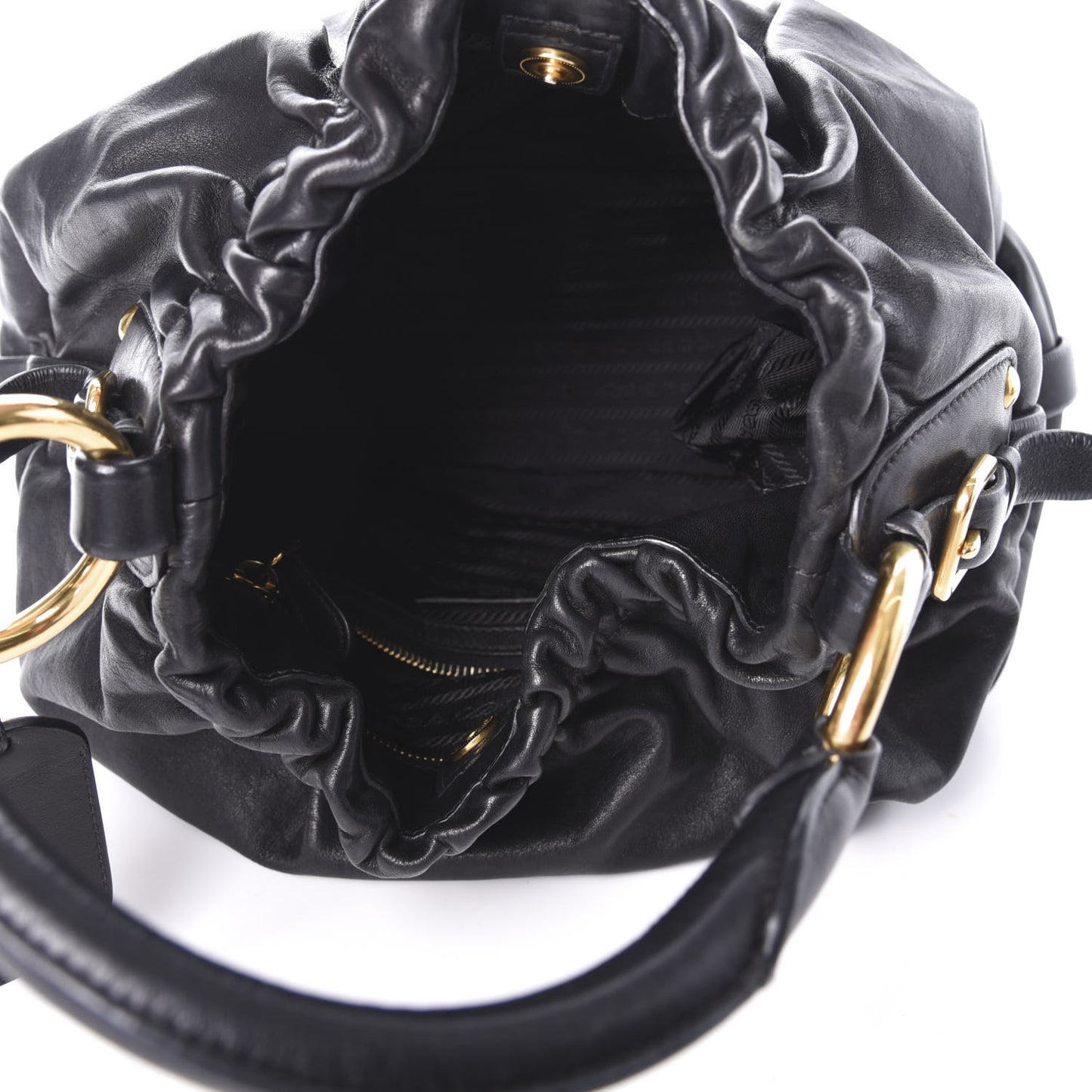 Soft Calfskin Pleated Hobo Black