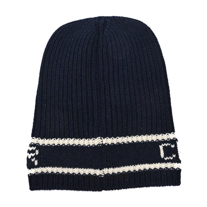 Christian Dior Cashmere Wool Beanie Navy Blue White 3 of 5
