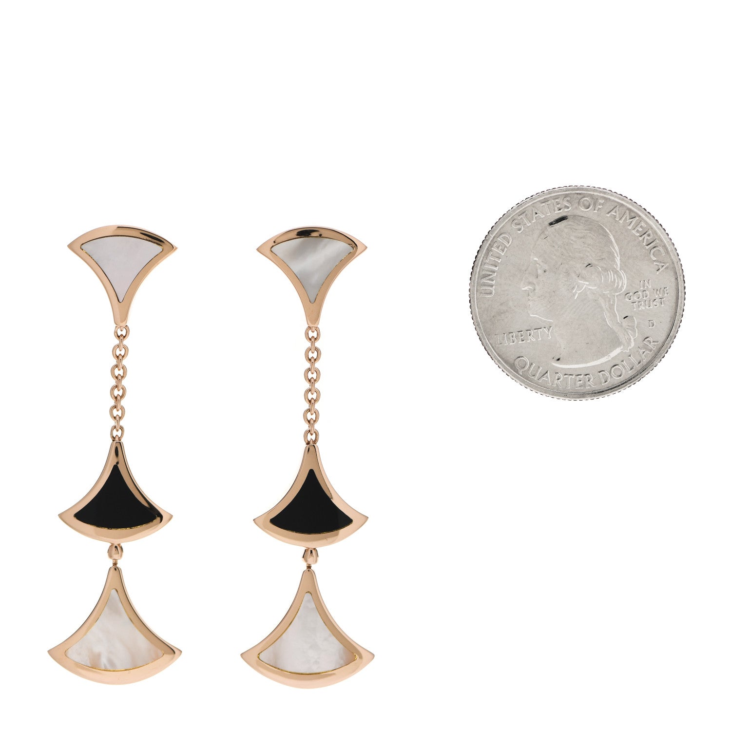 Bulgari 18K Rose Gold Black Onyx Mother of Pearl Divas' Dream Drop Earrings 2 of 6