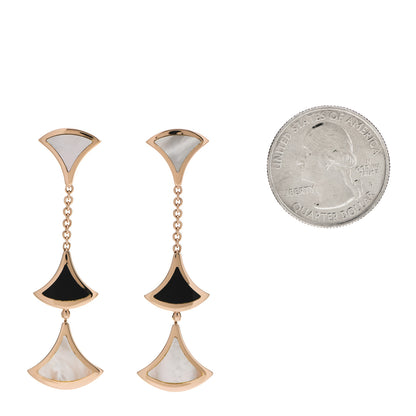 Bulgari 18K Rose Gold Black Onyx Mother of Pearl Divas' Dream Drop Earrings 2 of 6