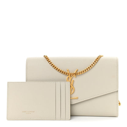 Saint Laurent Grain De Poudre Monogram Uptown Chain Wallet Crema Soft 3 of 11