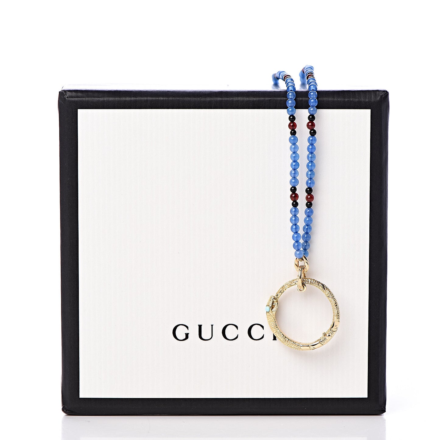 18K Yellow Gold Chalcedony Turquoise Ouroboros Pendant Necklace