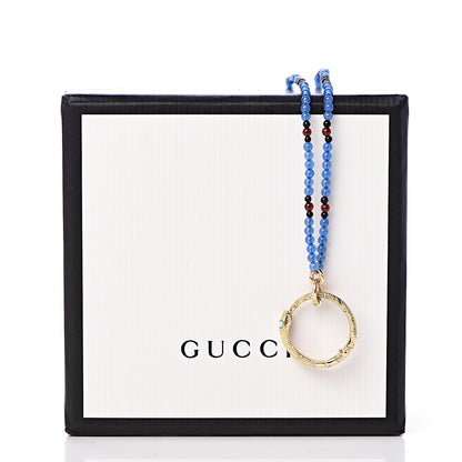 Gucci 18K Yellow Gold Chalcedony Turquoise Ouroboros Pendant Necklace 6 of 6