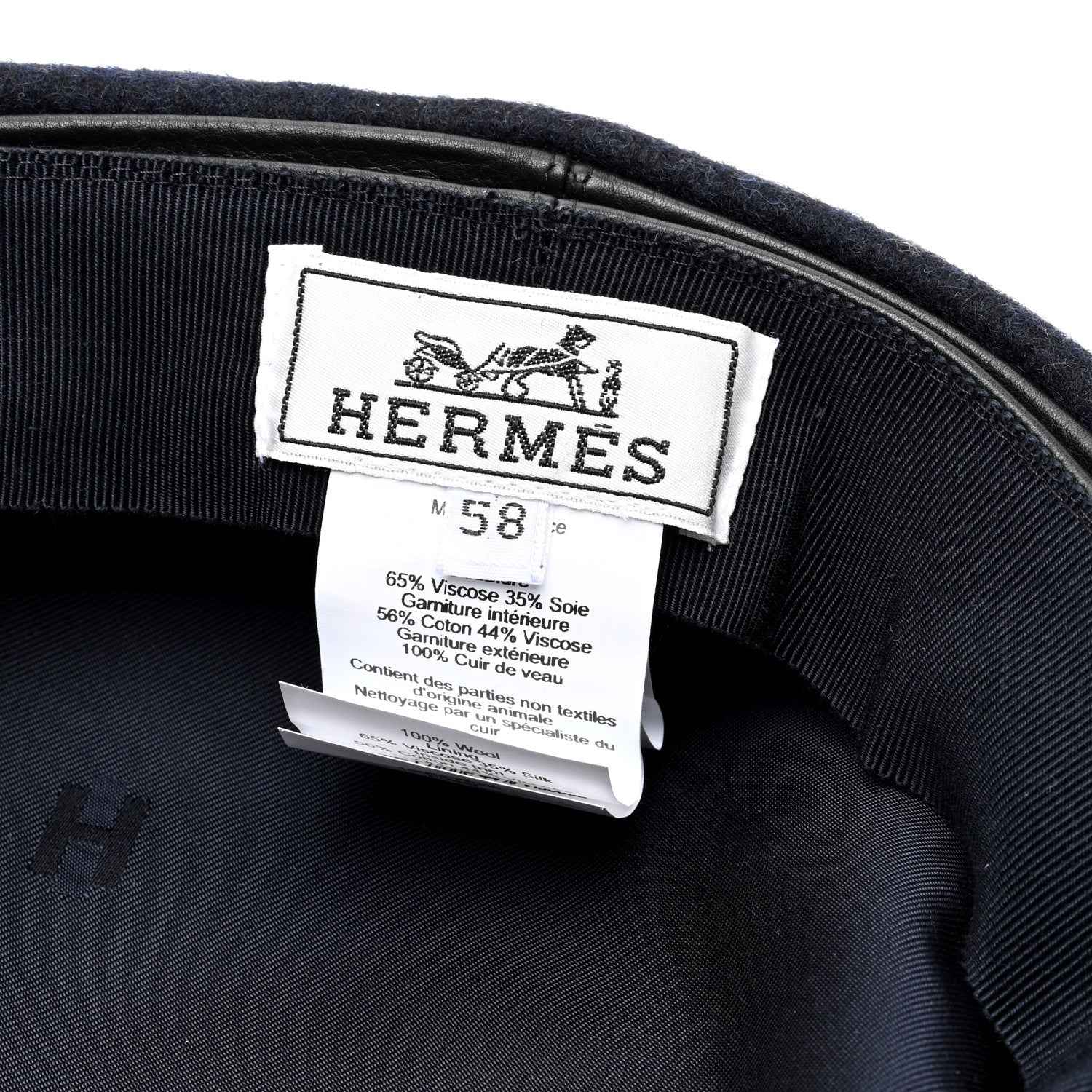 Hermes Wool Flannel Embroidered Womens Cabourg En Finesse Cap 58 8 of 8