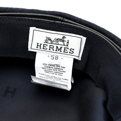 Hermes Wool Flannel Embroidered Womens Cabourg En Finesse Cap 58 8 of 8