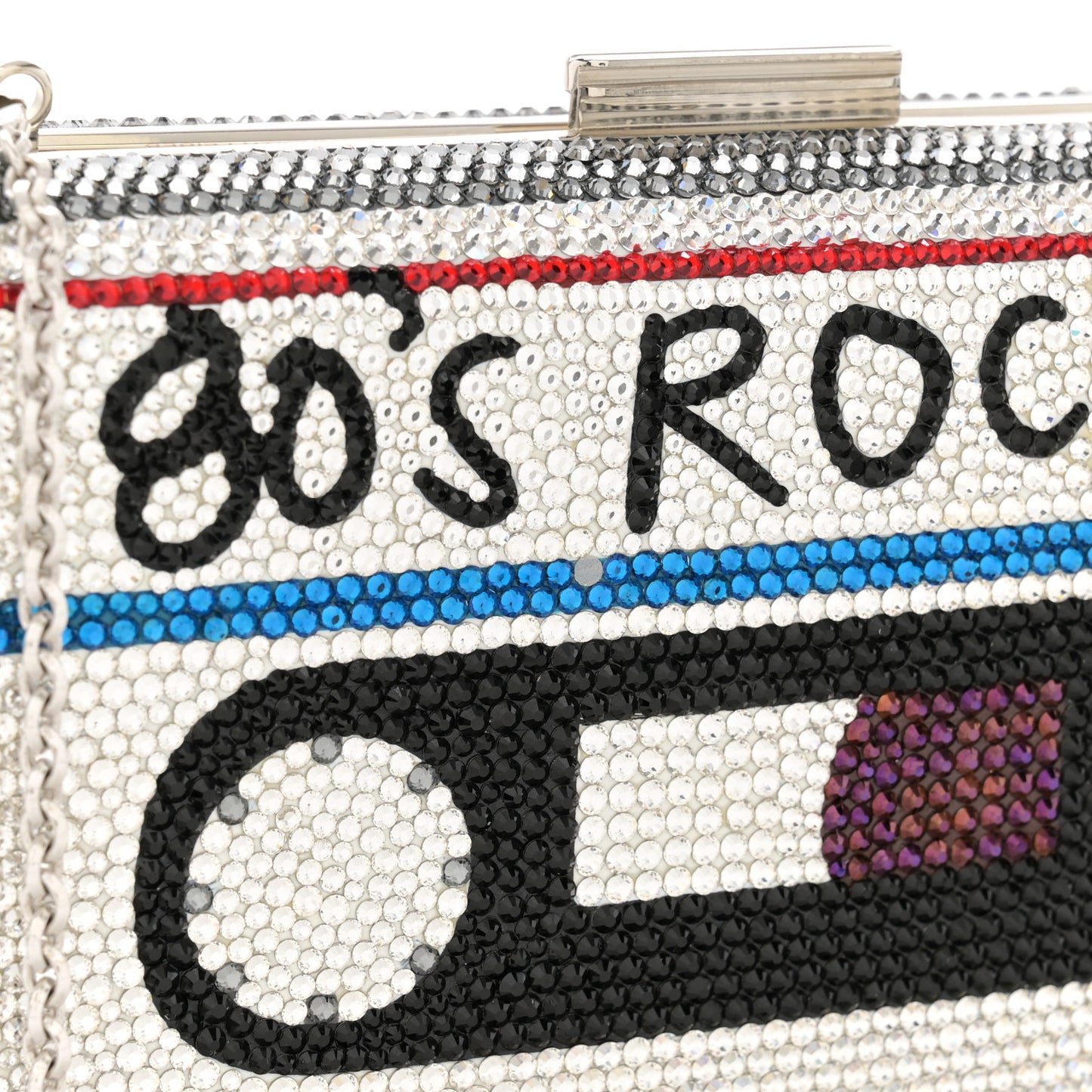 Crystal Bespoke Rainbow Mix Slim Slide Minaudiere Clutch Multicolor