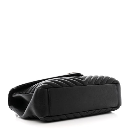Saint Laurent Sheepskin Matelasse Chevron Monogram Large College Satchel Black 4 of 13