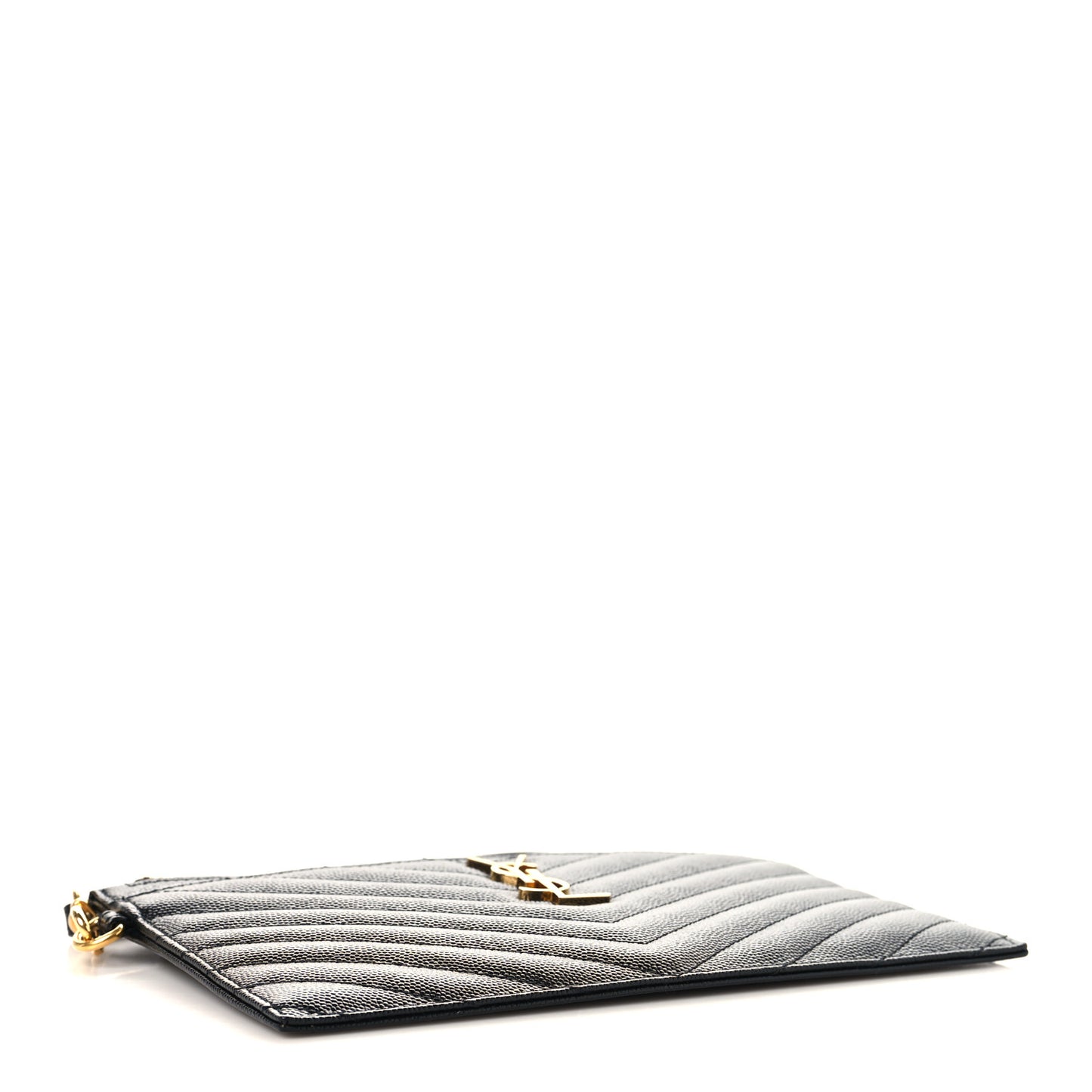 Grain De Poudre Chevron Monogram Large Bill Pouch Black