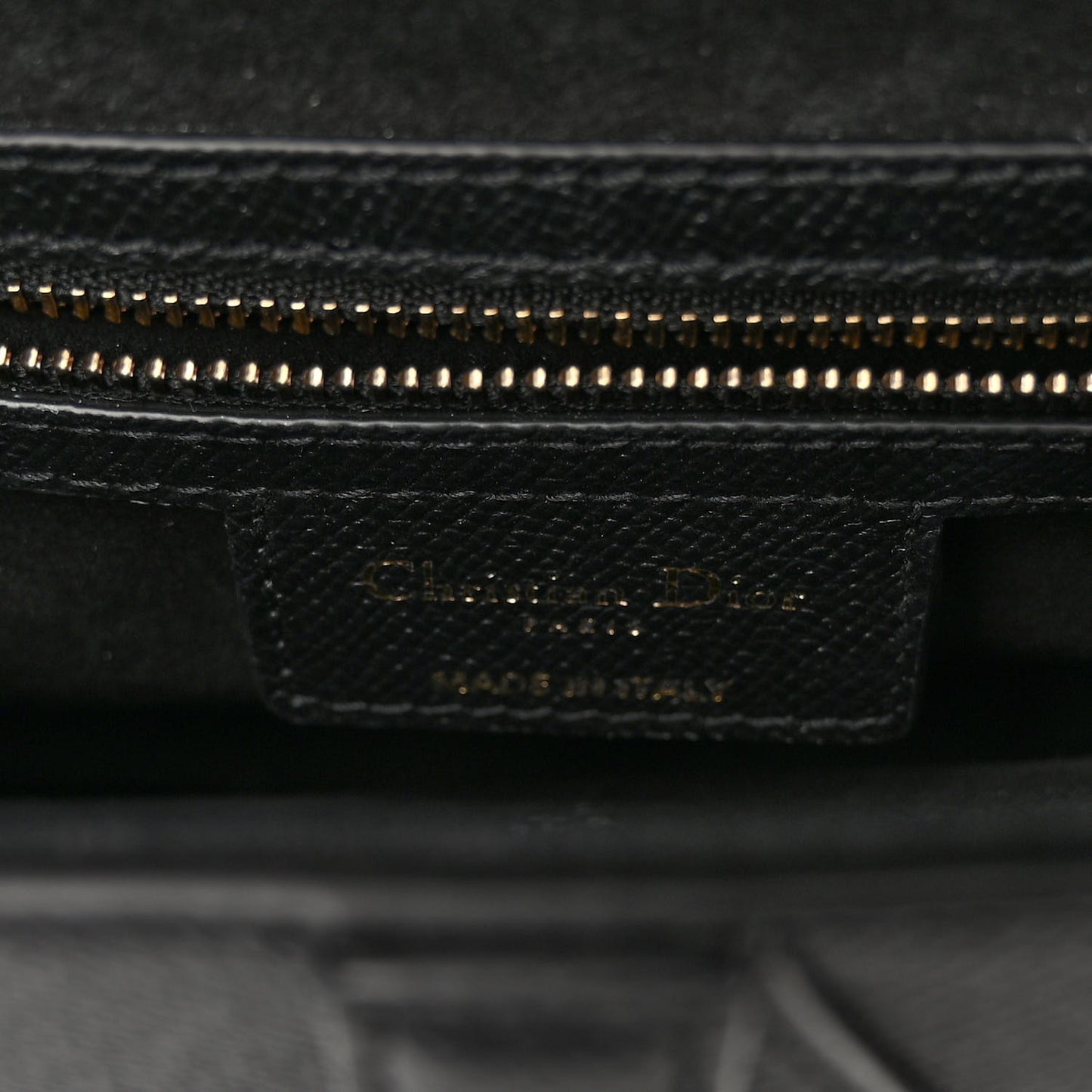 CHRISTIAN DIOR Grained Calfskin Saddle Bag Black