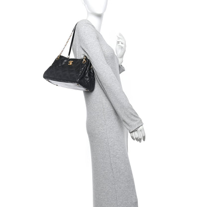 Chanel Calfskin Stitched Small Retro Chain Tote Black 2 of 12