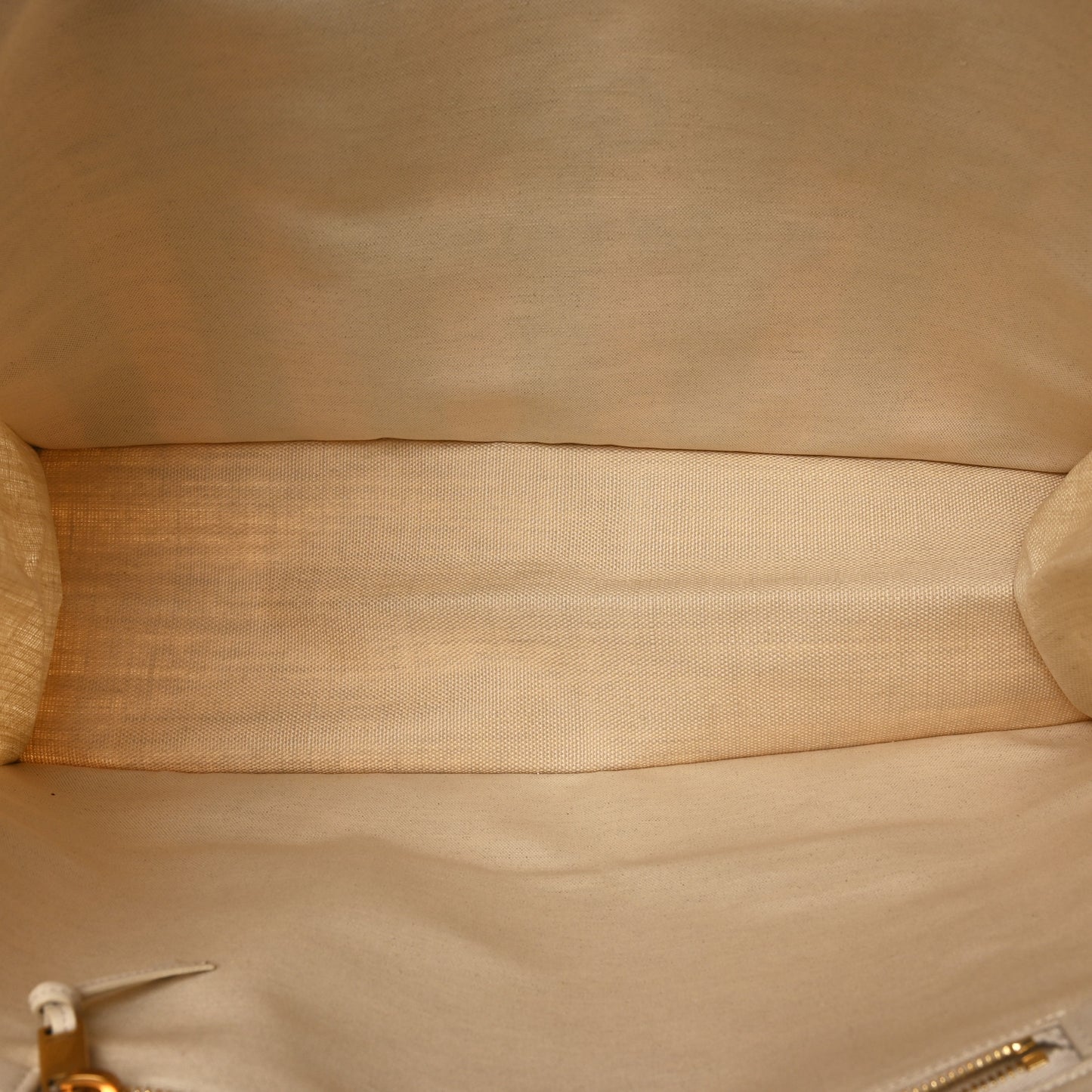 Cotton Linen Calfskin Striped Rive Gauche Tote Water Green