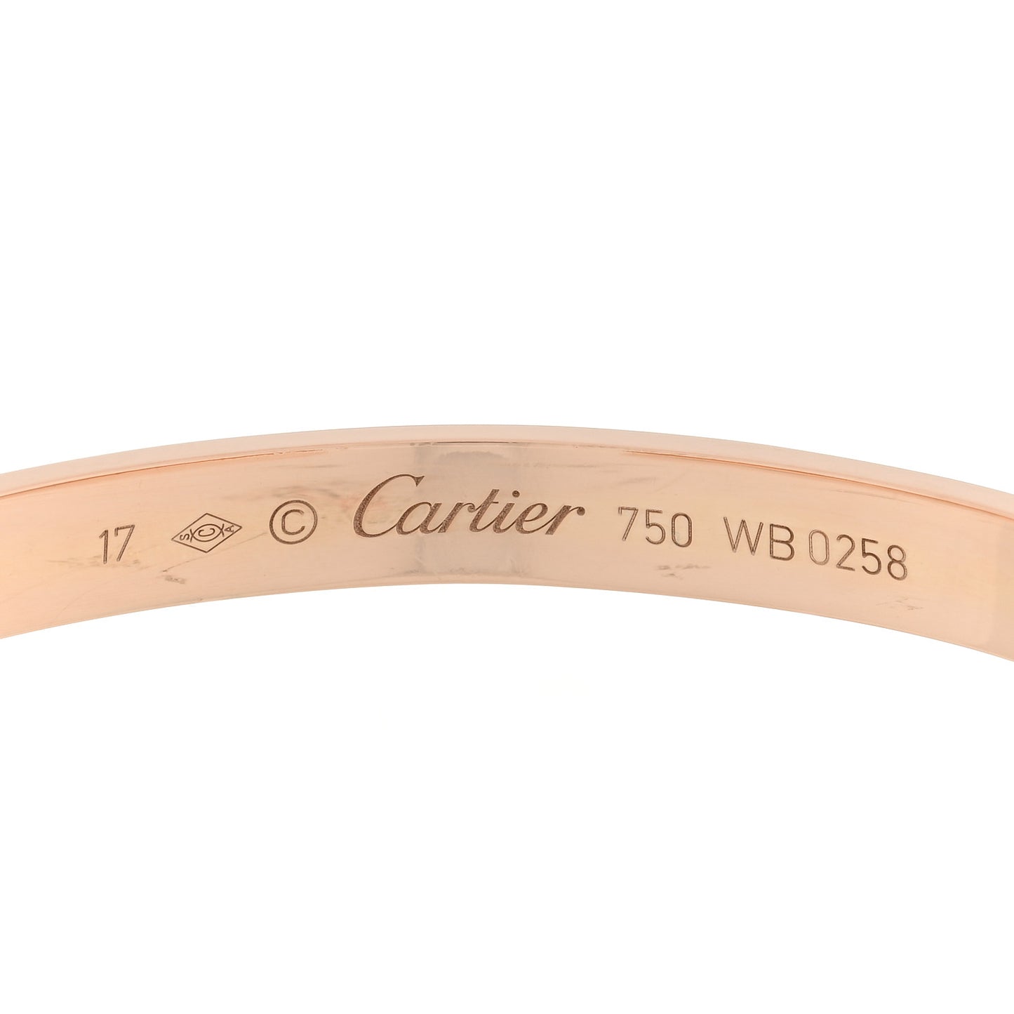 18K Pink Gold LOVE Cuff Bracelet 17