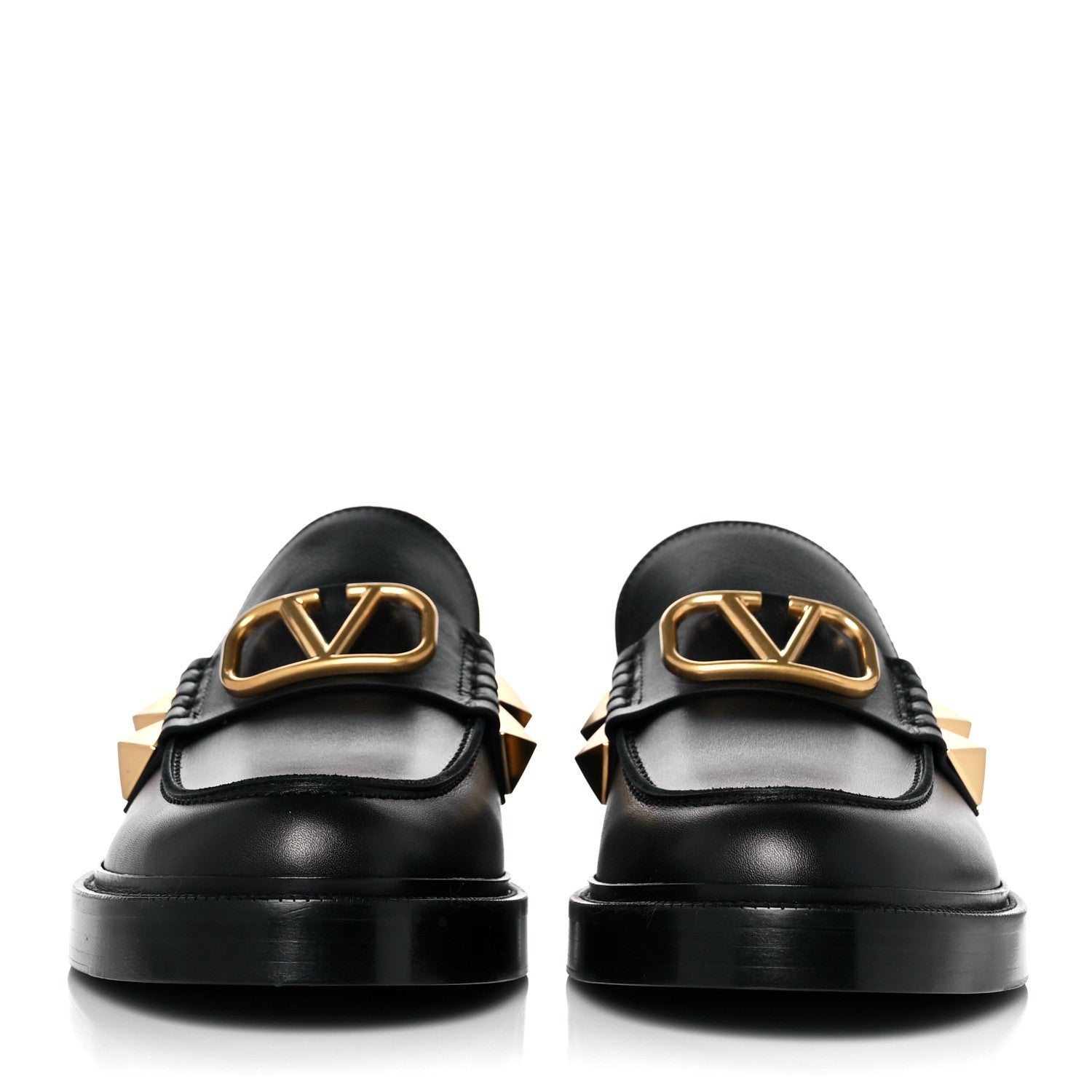 Valentino Garavani Calfskin Mens VLogo Roman Stud Loafers 44 Black 2 of 9