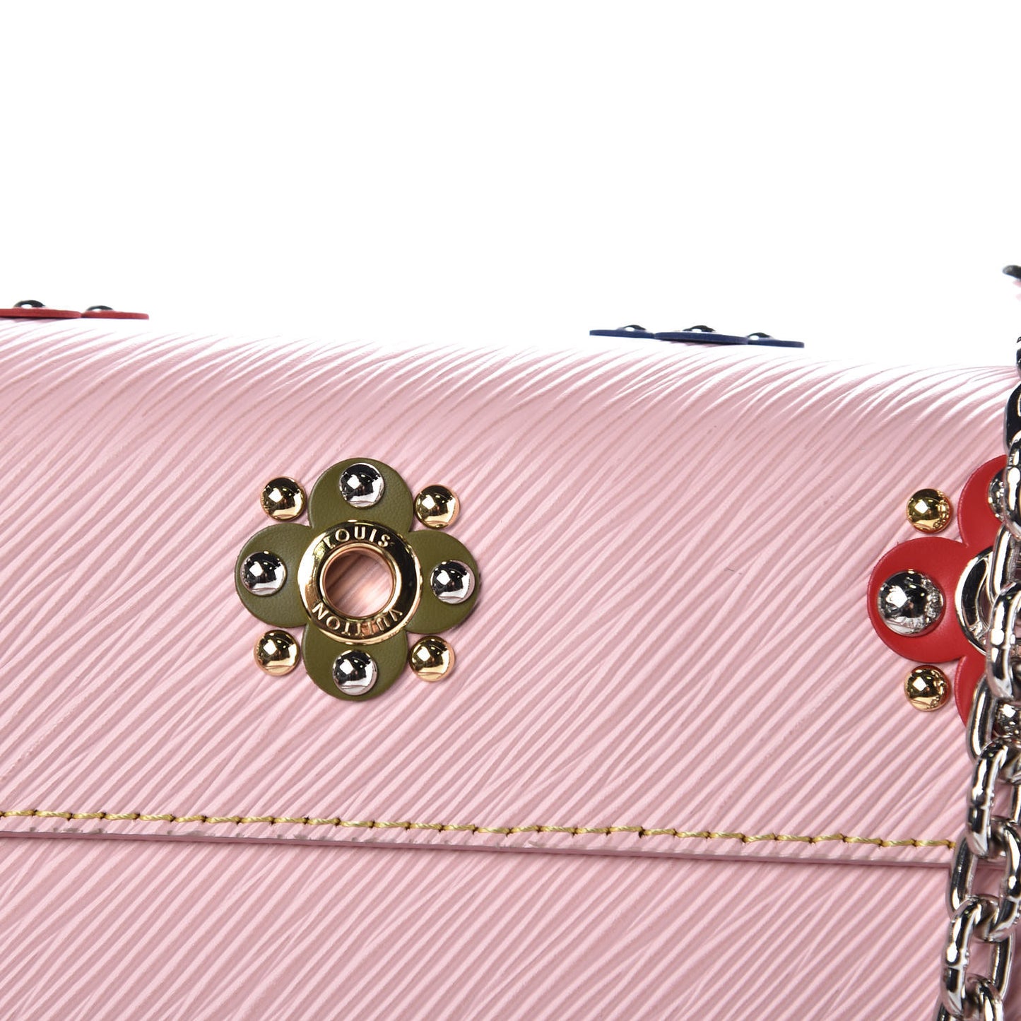 Epi Mechanical Flowers Twist Shoulder Bag MM Rose Ballerine