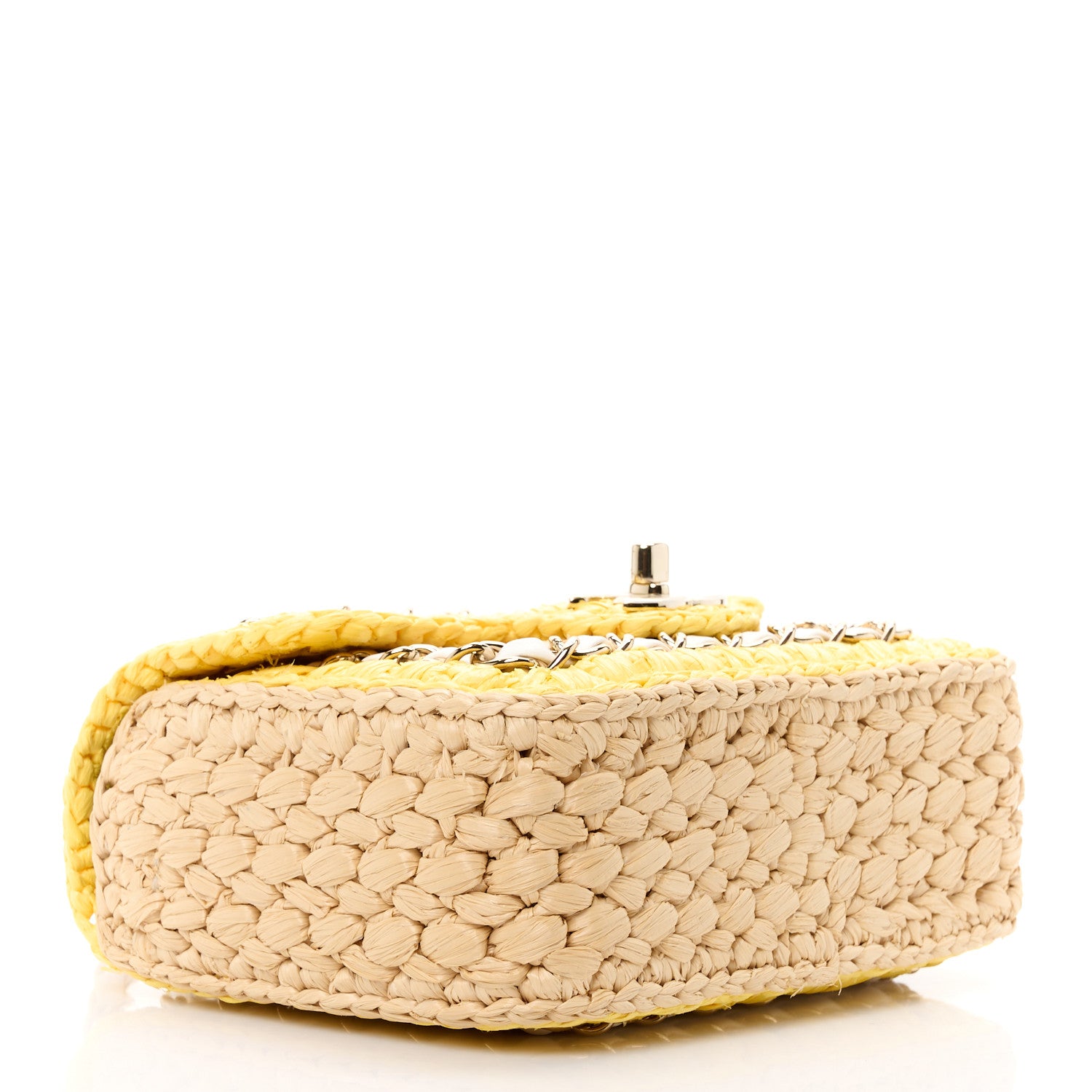 Chanel Raffia Chain Venice Beach Mini Flap Bag Beige Yellow 4 of 13