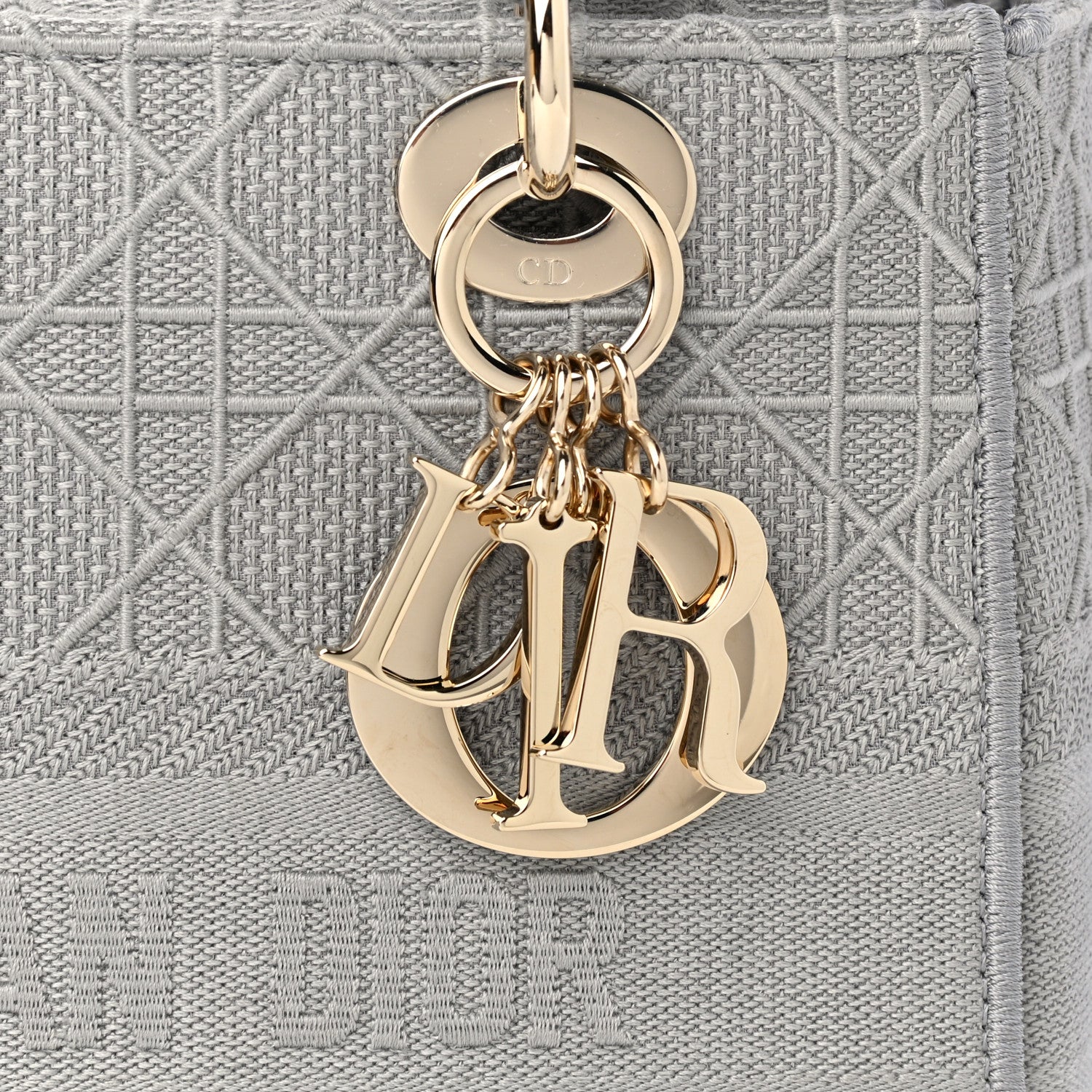 Christian Dior Canvas Embroidered Cannage Medium Lady D-Lite Gray 8 of 11