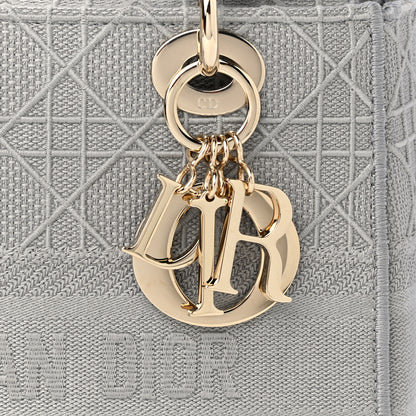 Christian Dior Canvas Embroidered Cannage Medium Lady D-Lite Gray 8 of 11