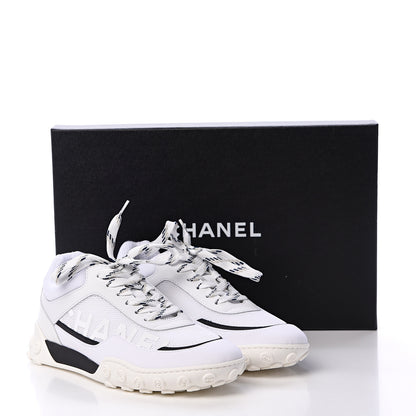 Chanel Calfskin Mesh Lycra Womens Logo Sneakers 36.5 White 8 of 8
