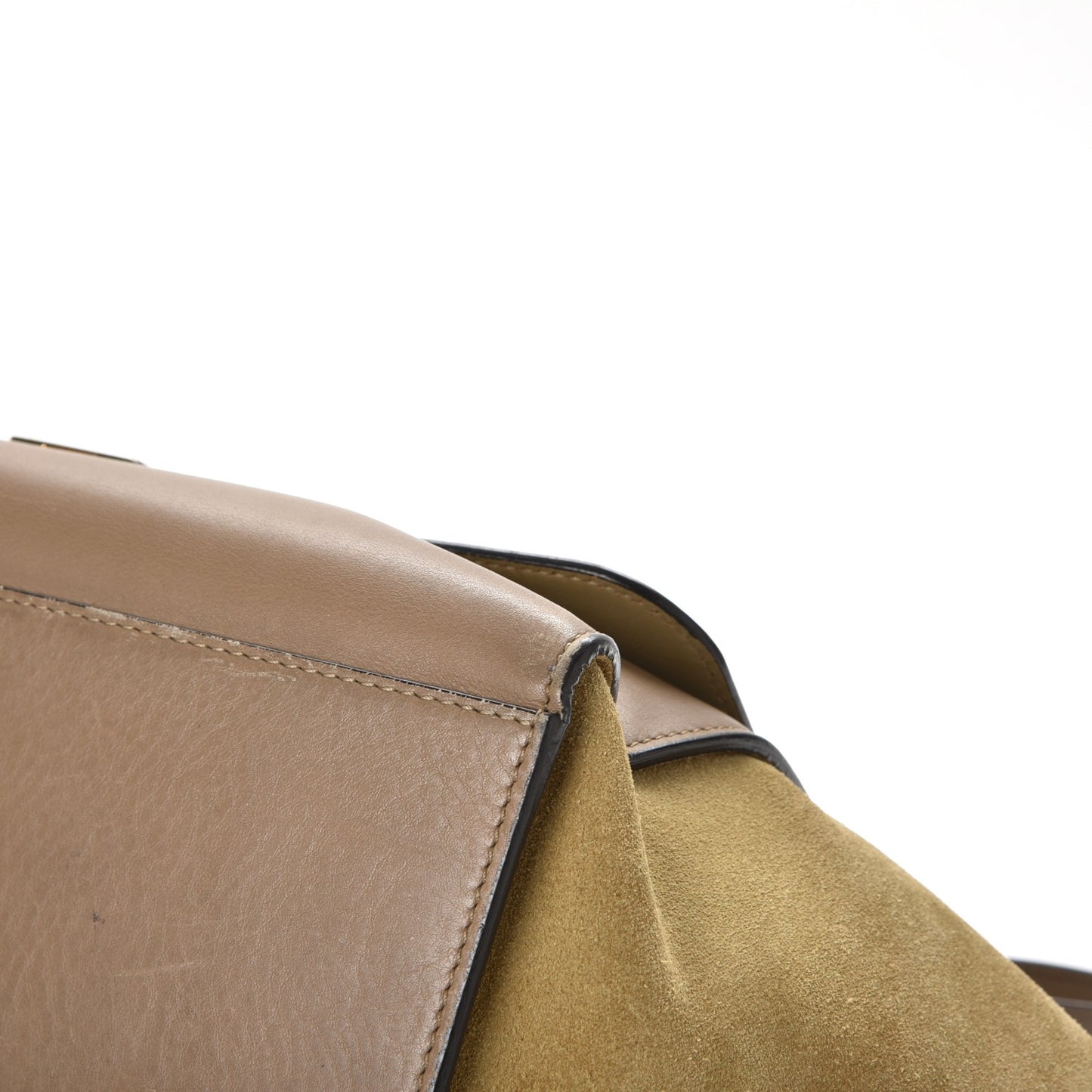 Smooth Calfskin Suede Medium Tri-Color Trapeze Olive