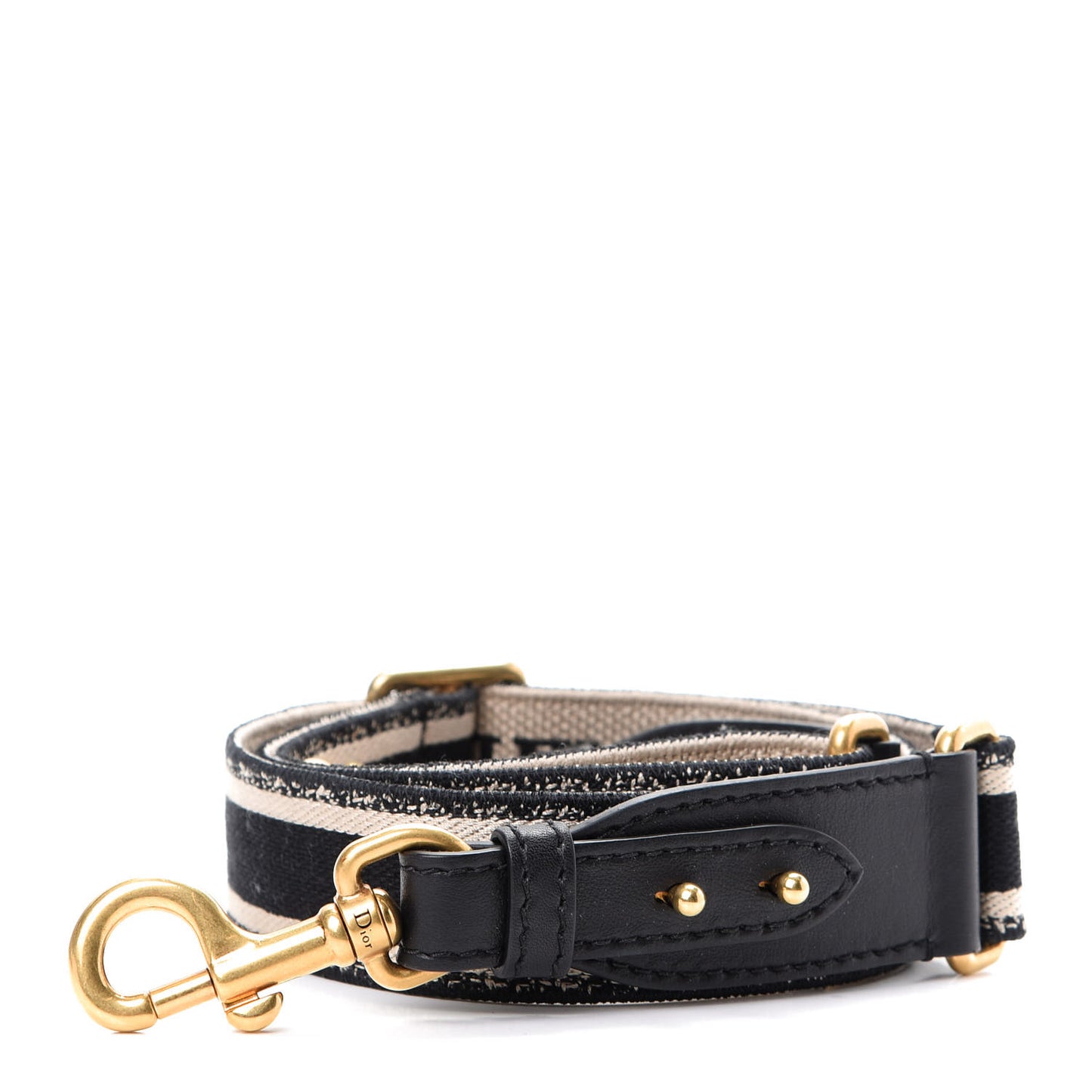 Canvas Embroidered Adjustable Shoulder Strap Black Beige