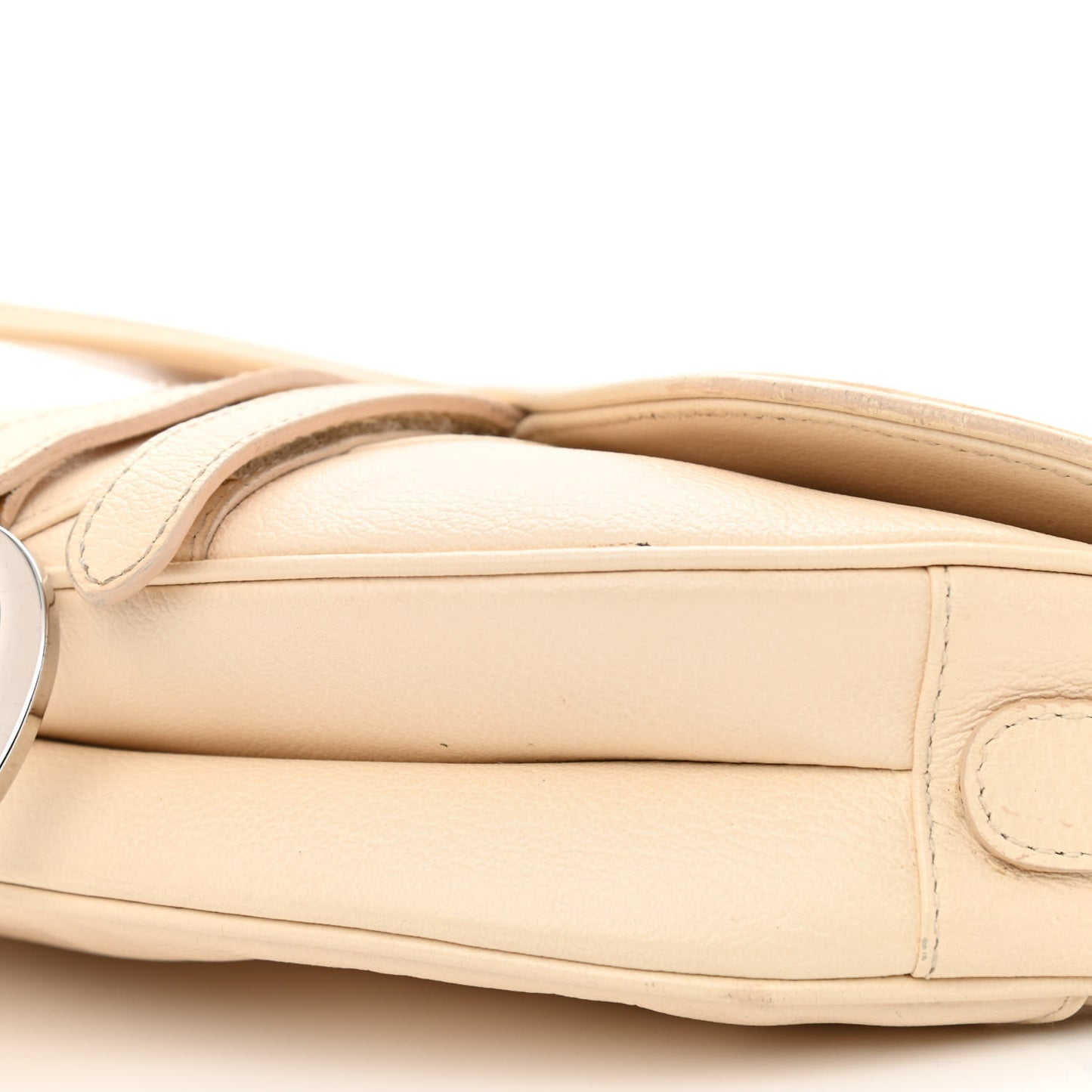 Grained Calfskin Saddle Bag Beige
