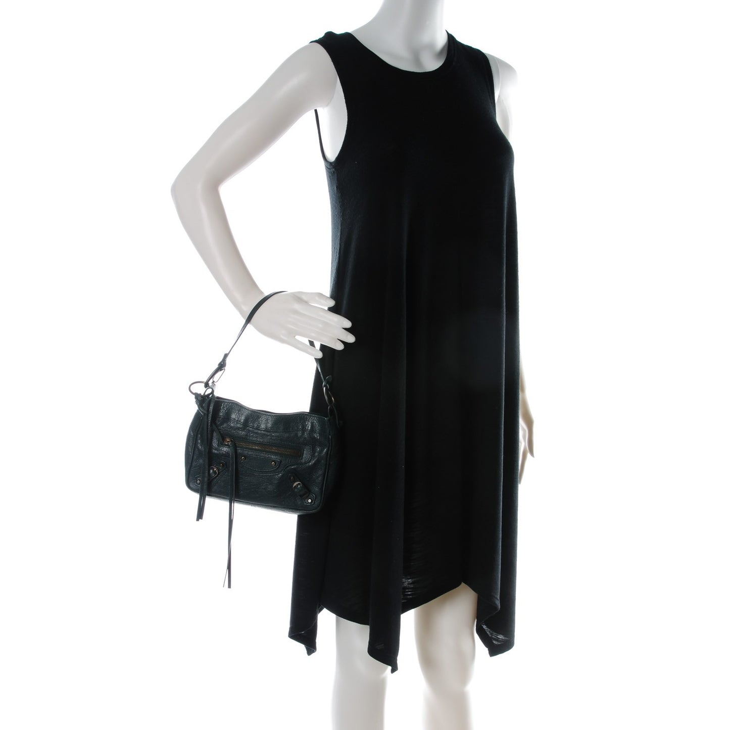 Agneau Classic Hardware Shoulder Bag Poker Fonce
