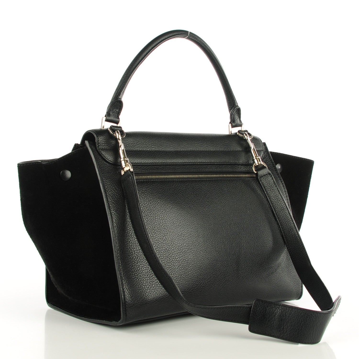 Celine Drummed Calfskin Suede Medium Trapeze Black 3 of 11