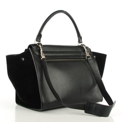 Celine Drummed Calfskin Suede Medium Trapeze Black 3 of 11