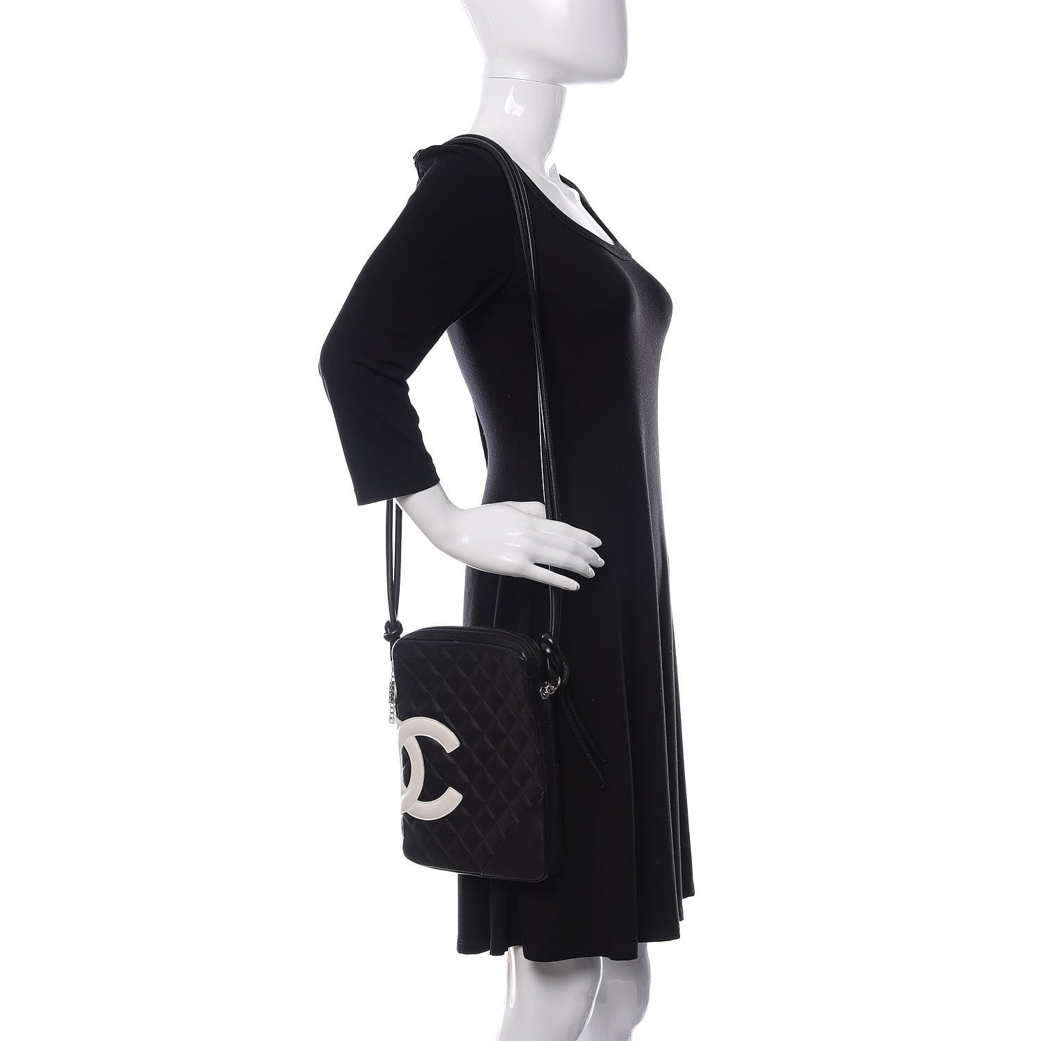Chanel Calfskin Quilted Medium Cambon Messenger Black White 2 of 11