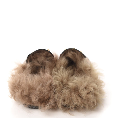 Gucci Brocade Fur Floral Womens Princetown Slippers 35 Black Anthracite 5 of 10