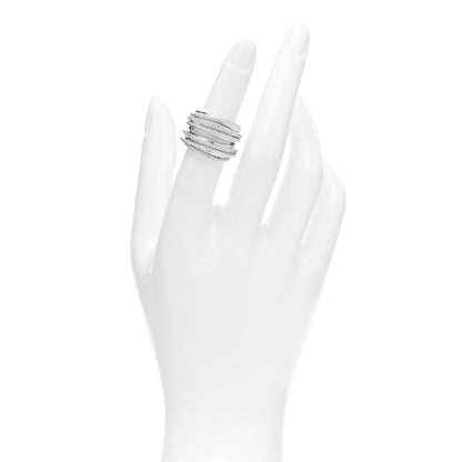 David Yurman Sterling Silver Diamond 18mm Wide Crossover Ring 52 6 2 of 4