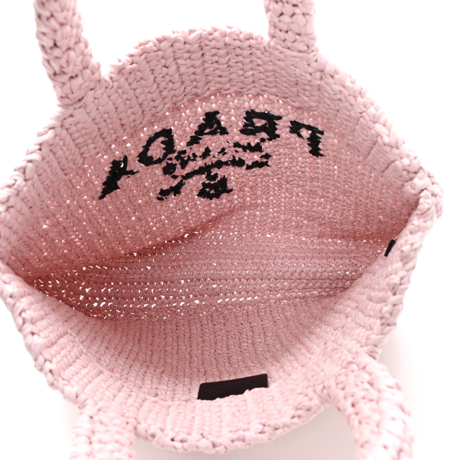 Prada Yarn Raffia Effect Crochet Small Logo Tote Alabastro 5 of 10