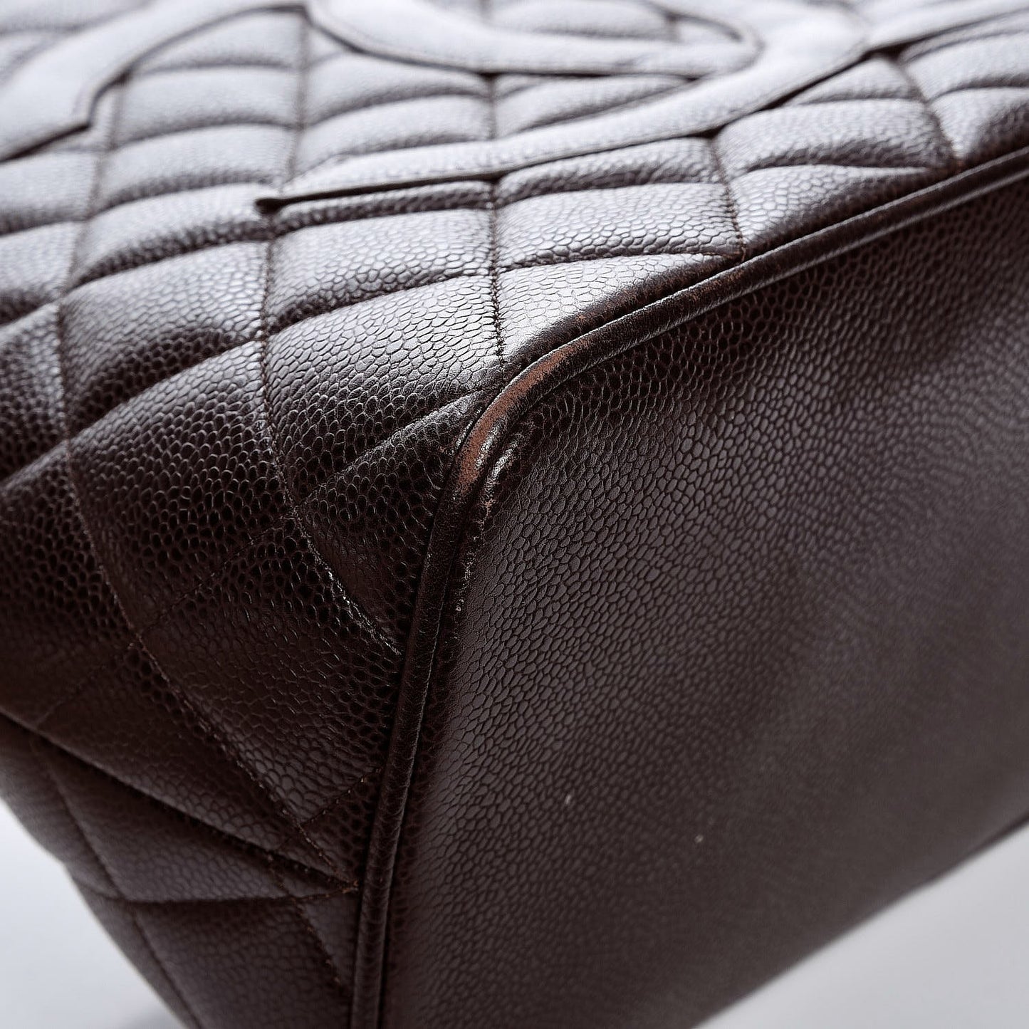 Caviar Quilted Medallion Tote Dark Brown