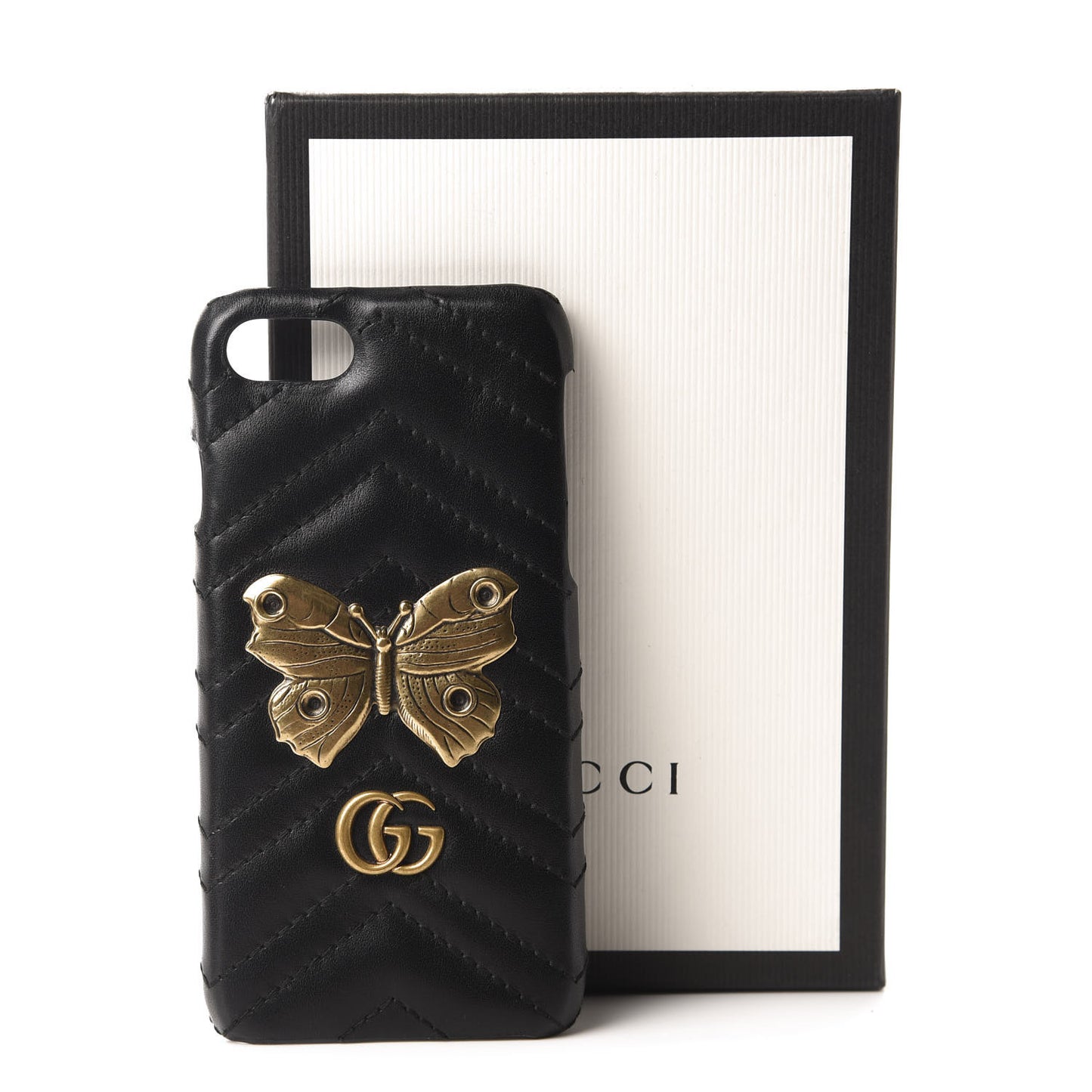 Calfskin Matelasse Animal Studs GG Marmont iPhone 7/8 Case Black
