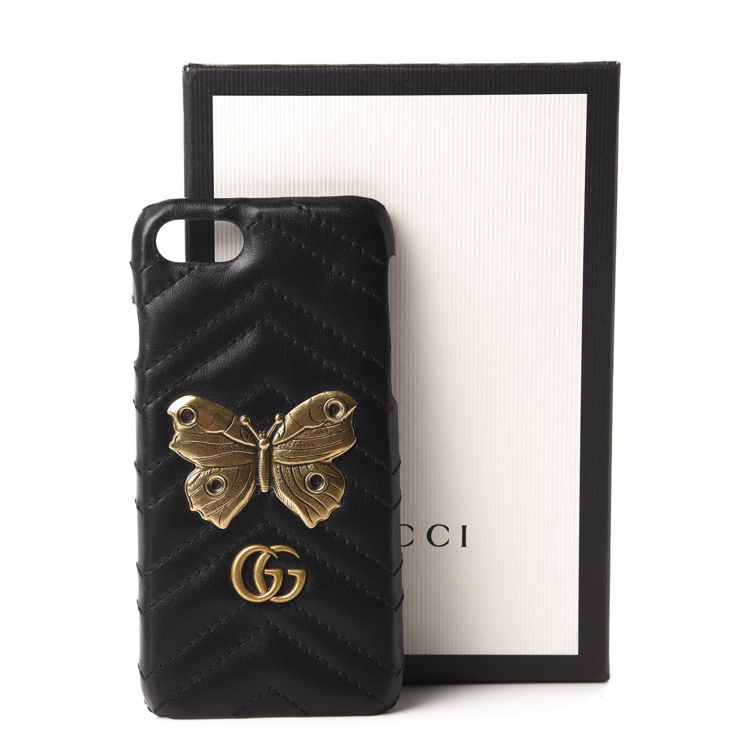 Gucci Calfskin Matelasse Animal Studs GG Marmont iPhone 7/8 Case Black 5 of 5