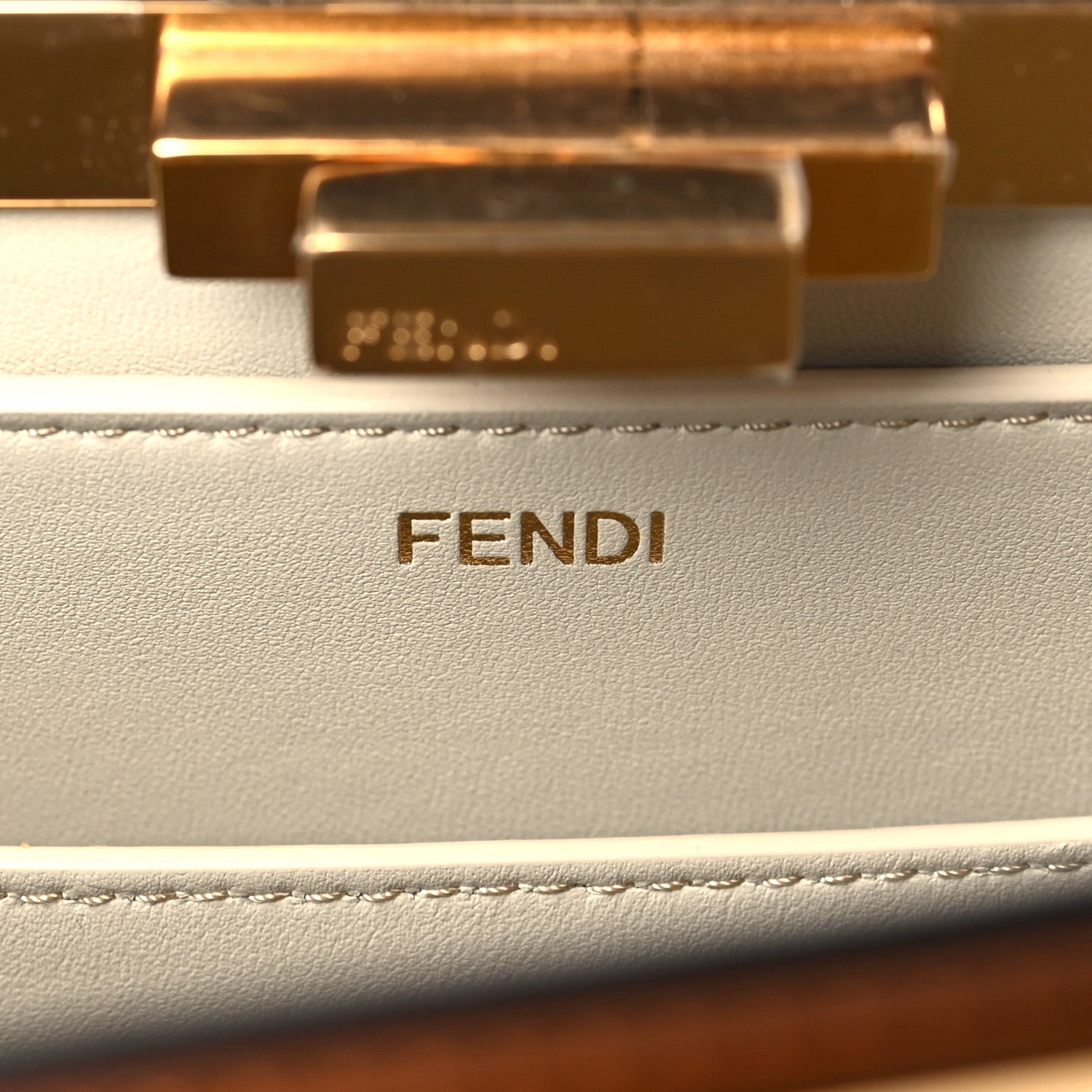 Fendi Vitello Seta Shiny Nappa Ajour Embroidered Medium Peekaboo I SEE U Satchel Brandy White Garza 6 of 9